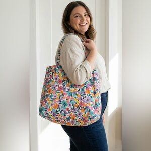 Floral Multi-Color Canvas Tote Bag